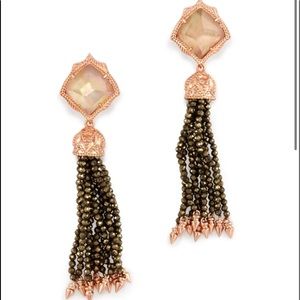 Kendra Scott Misha Earrings in Brown Pearl + Rose Gold